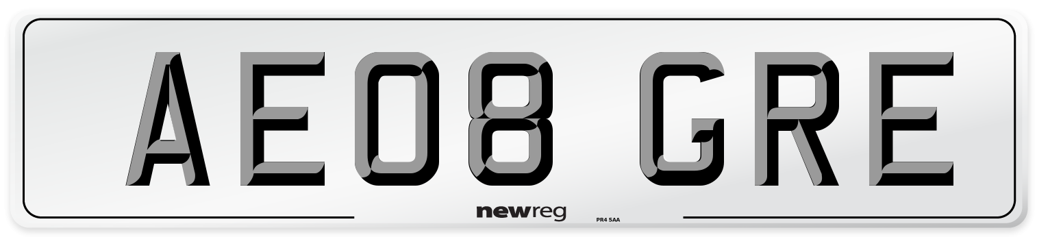 AE08 GRE Number Plate from New Reg